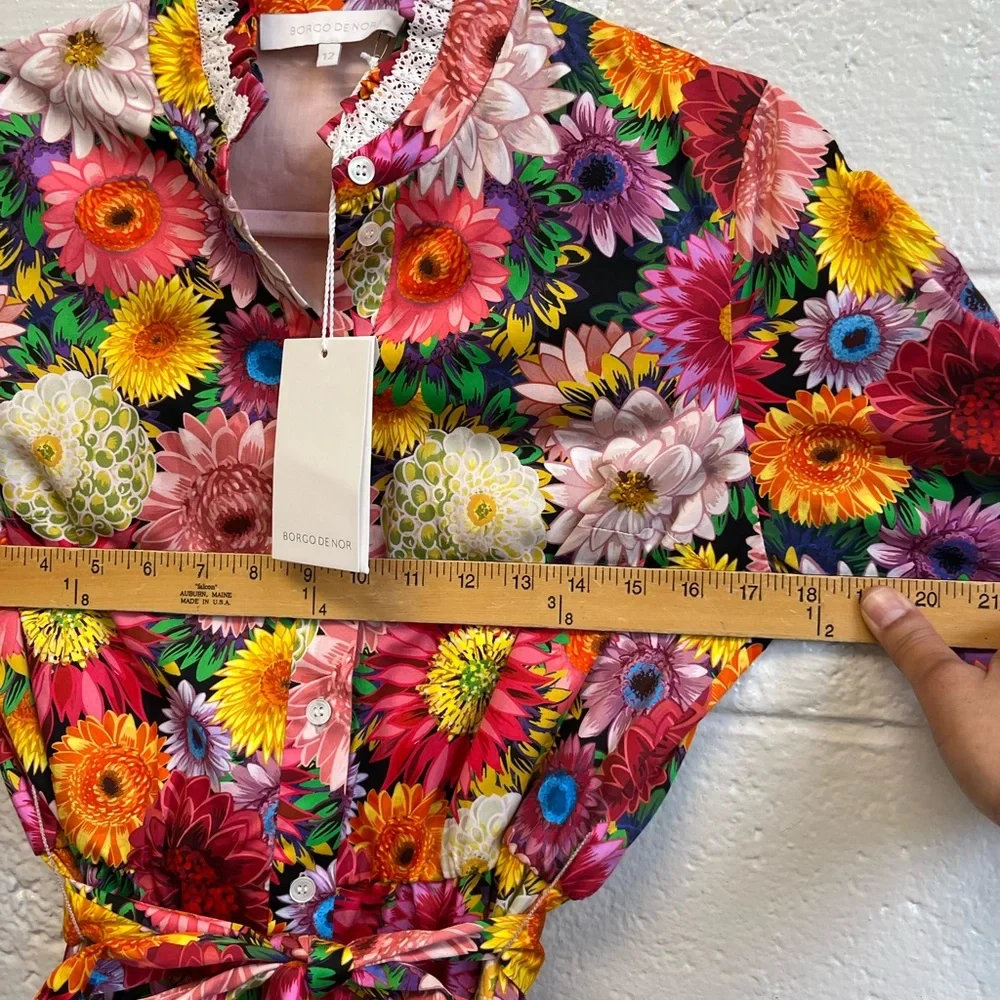 Borgo De Nor Multicolored Cotton Demi Dress in Over the Rainbow Dress Sz. 12 NWT - Picture 5 of 8